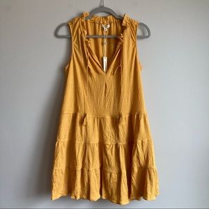 NWT Max Studio Yellow Baby Doll Tiered Mini Dress M